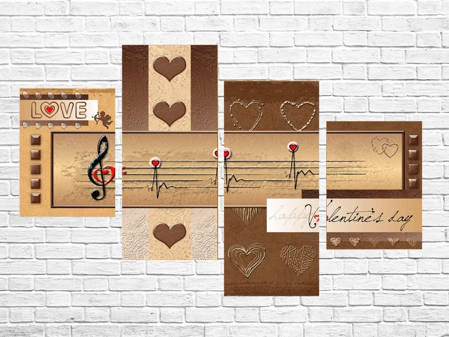 🖤 Tablou modular „Happy Valentine’s Day”