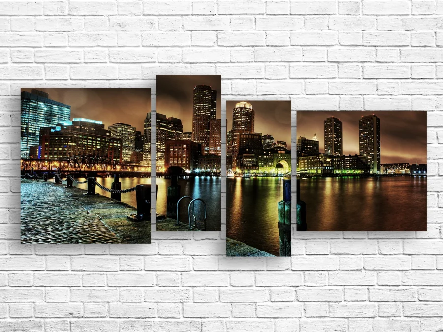 🌃 Tablou modular Boston noaptea: Vedere de pe dig