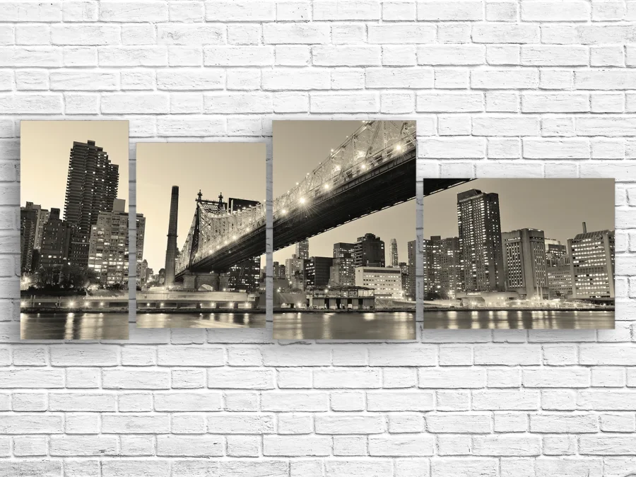 🌉 Модульная картина Мост Квинсборо и ночной город