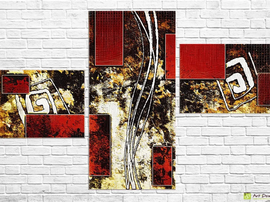 🔥 Tablou modular „Flux auriu abstract”