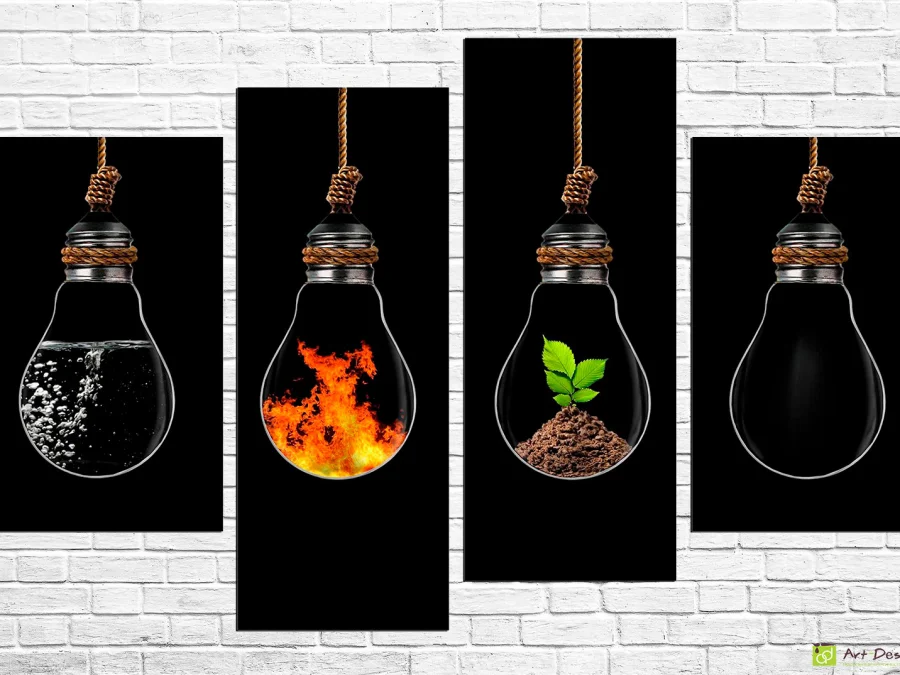 💡 Tablou modular „Elemente în becuri”