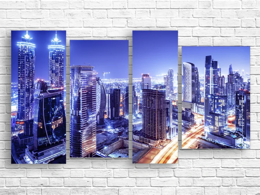 🏙️ Tablou modular Zgârie-nori Dubai în tonuri albastre