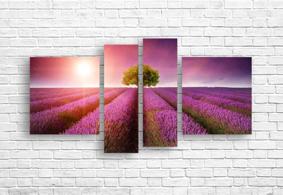 🌸 Модульная картина Одинокое дерево в лавандовом поле