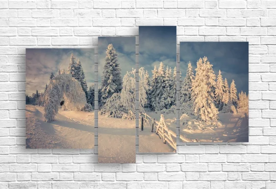 ❄️ Модульная картина Сказочный зимний лес в снегу