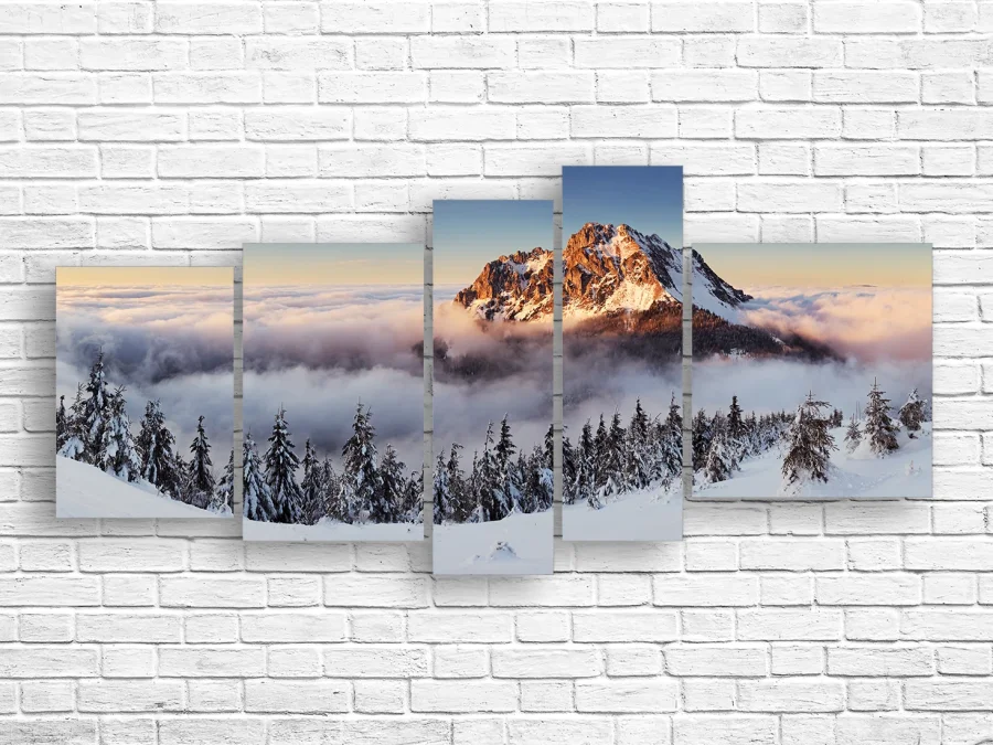 🏔 Tablou modular „Munți înzăpeziți deasupra norilor”