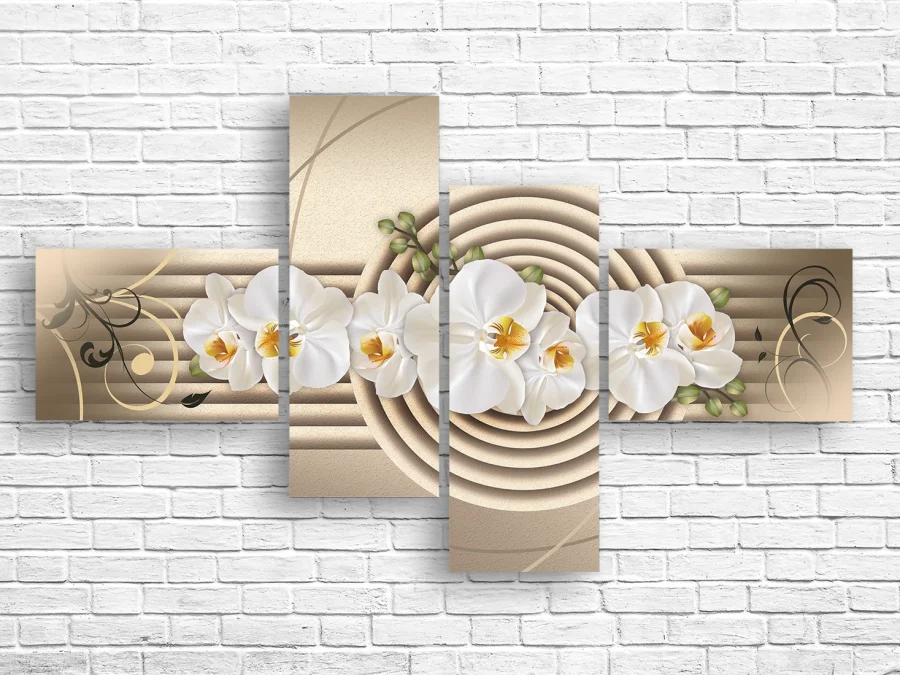 🤍 Модульная картина «Белые орхидеи» полиптих