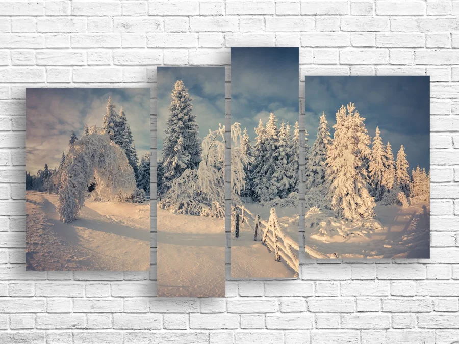 ❄️ Модульная картина Сказочный зимний лес в снегу