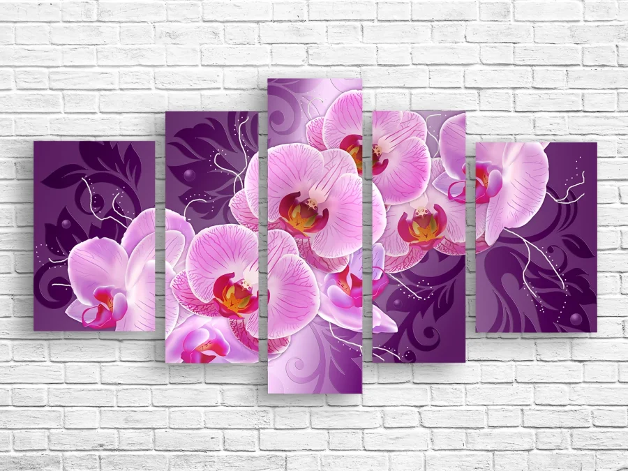 🌸 Модульная картина «Розовые орхидеи» полиптих
