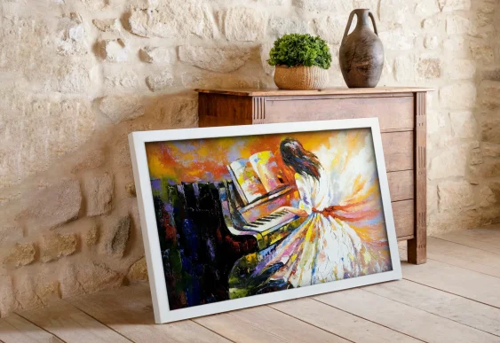 👠 Tablou pe pânză Fată pin-up în ramă albă