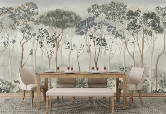 🌿 Фотообои «Лесной пейзаж в пастельных тонах»