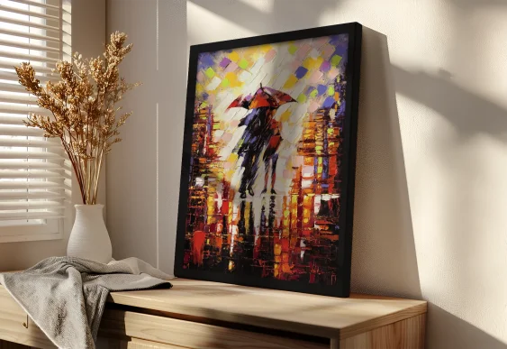 🎹 Tablou pe pânză Fată la pian cu ramă albă