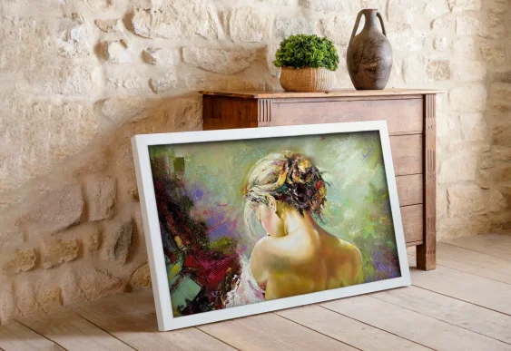 🦚 Tablou pe pânză Păun Gorgeous în ramă albă