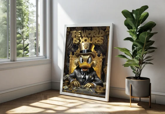 🍾 Tablou șampanie Moët cu stropi aurii pe pânză