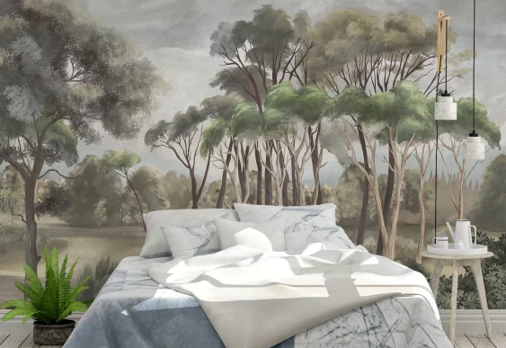 🌿 Фотообои «Лесной пейзаж с деревьями»