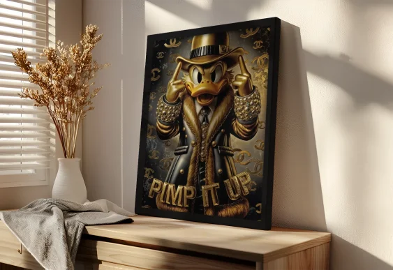 🍾 Tablou șampanie Moët cu stropi aurii pe pânză