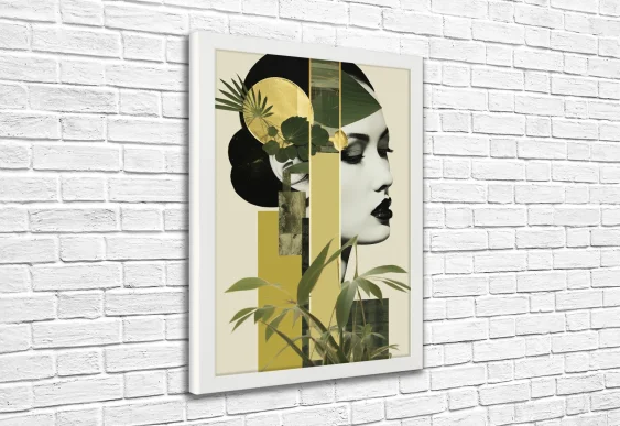 🌿 Картина «Линейный портрет с листьями минимализм»