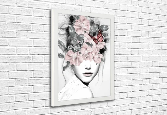 🎩 Картина «Женский портрет в шляпе минимализм»