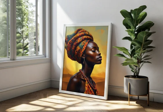 🌍 Tablou pe pânză Frumusețe africană în ramă