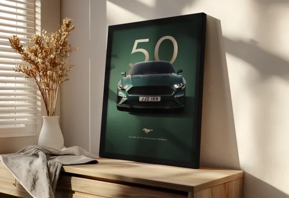 🏎️ Спорткар юбилей 50 лет в раме на холсте