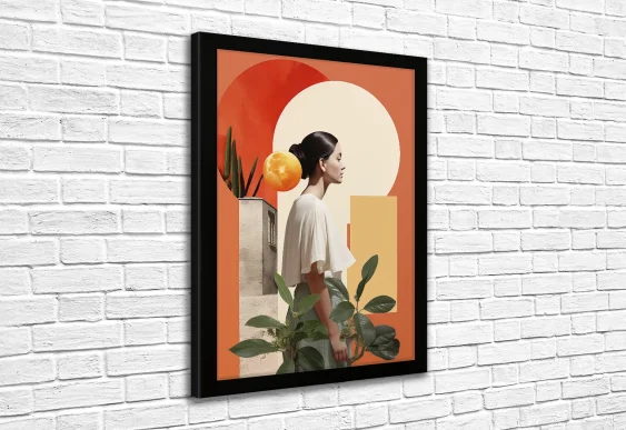 🌿 Картина «Линейный портрет с листьями минимализм»