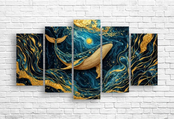 🐋 Модульная картина Золотой кит в океане