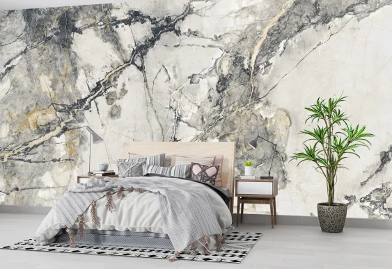 ✨ Fototapet marmură albă cu venaturi gri