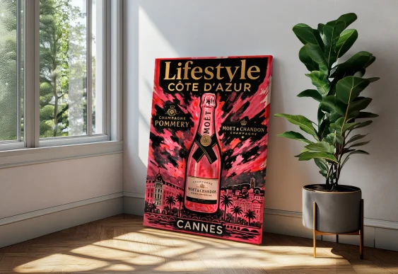 🥂 Tablou Moet Lifestyle Cannes pe pânză