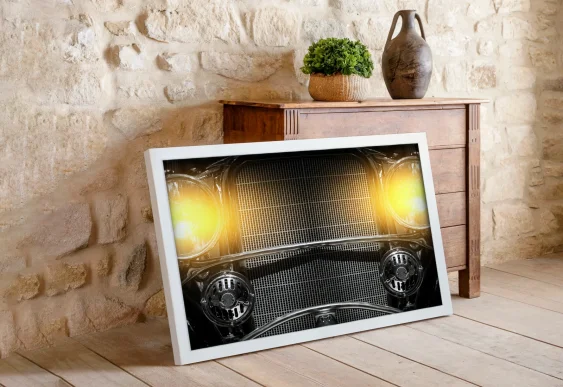 🚘 Картина фары ретро авто в раме на холсте