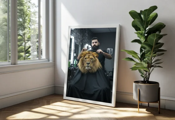 🦁 Leu la barber în ramă deschisă
