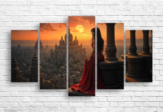 ✨ Модульная картина Девушка в золотом платье