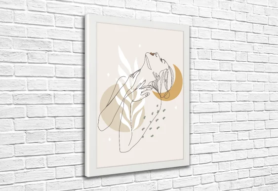 Tablou abstract siluetă linie în ramă albă