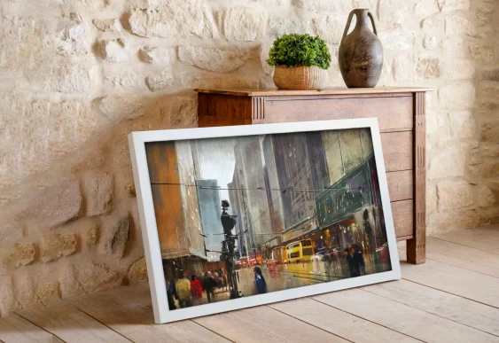 🏙️ Tablou pe pânză Orașul modern în ramă albă