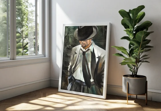 🦚 Tablou pe pânză Păun Gorgeous în ramă albă