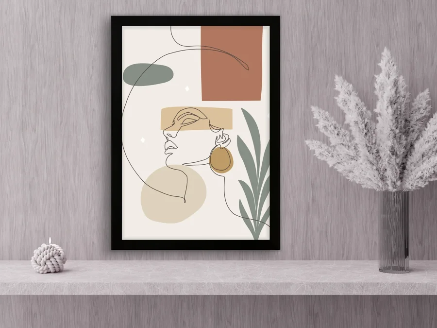 🌿 Картина «Абстрактный женский портрет с листьями»