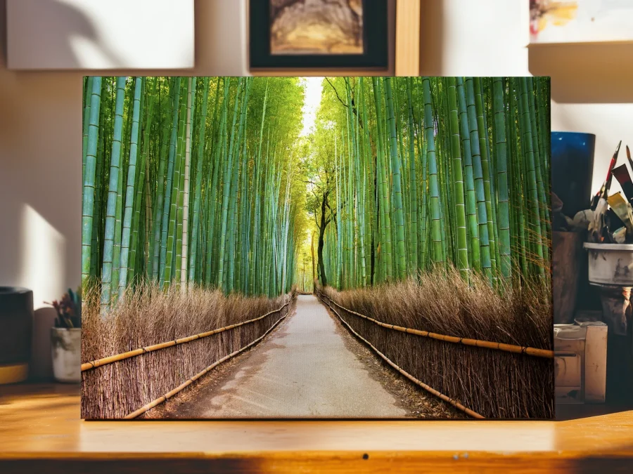 🎋 Alee de bambus cu drum în perspectivă