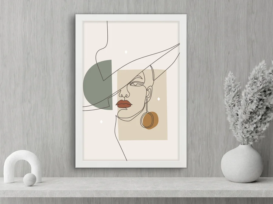 🎩 Картина «Женский портрет в шляпе минимализм»