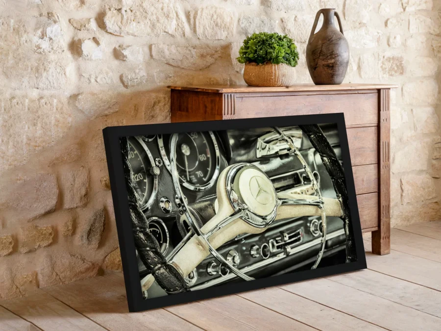 🚗 Volan auto clasic în ramă