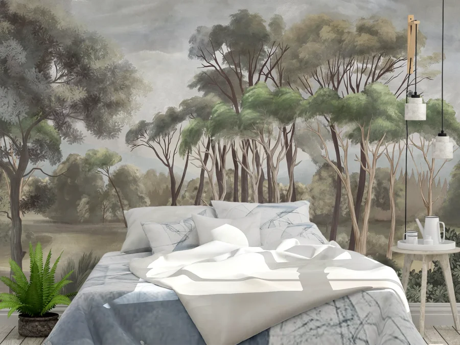 🌿 Fototapet „Peisaj forestier cu copaci”