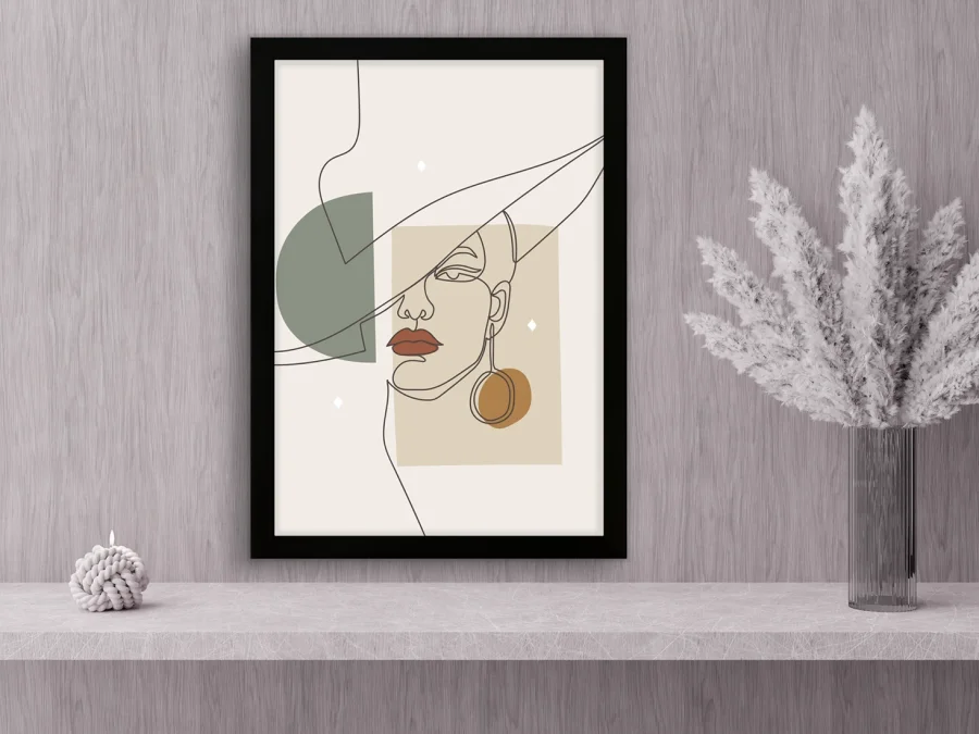 🎩 Картина «Женский портрет в шляпе минимализм»