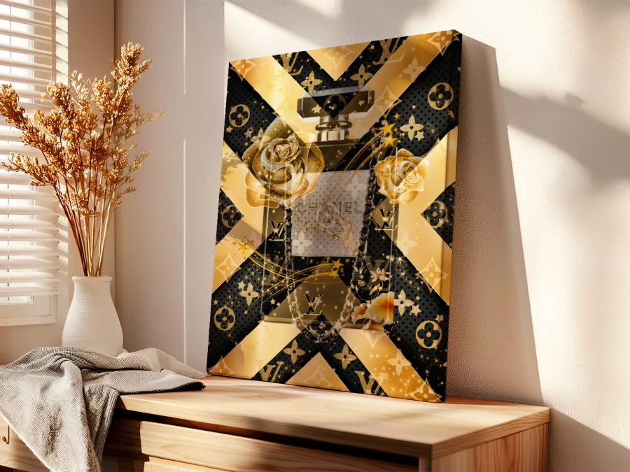 ✨ Tablou Chanel &amp; Louis Vuitton Gold pe pânză