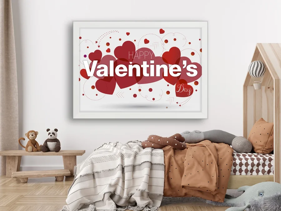 ❤️ Tablou „Happy Valentine’s Day cu inimioare”