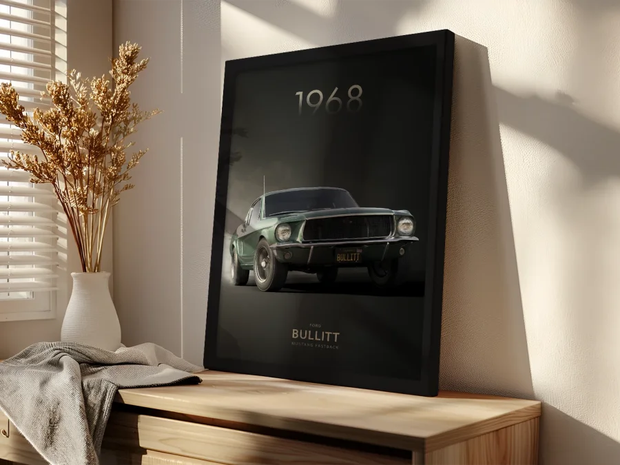 🏎️ Mustang Bullitt 1968 în ramă pe panza