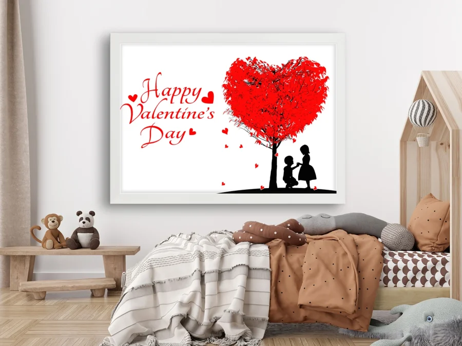 💘 Tablou „Happy Valentine’s Day cu copac inimă”