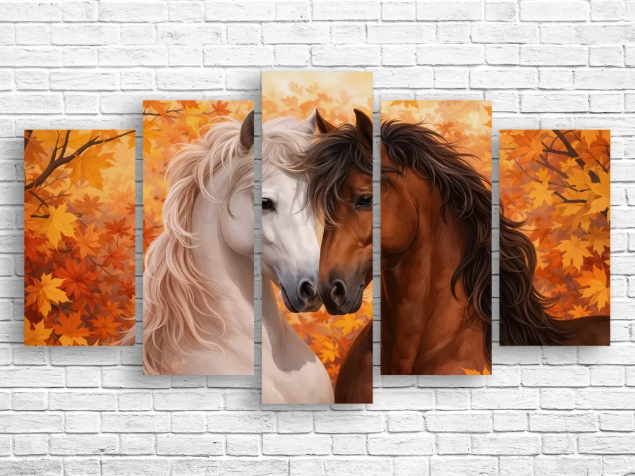 🐎 Модульная картина Осенний дуэт: Благородство коней