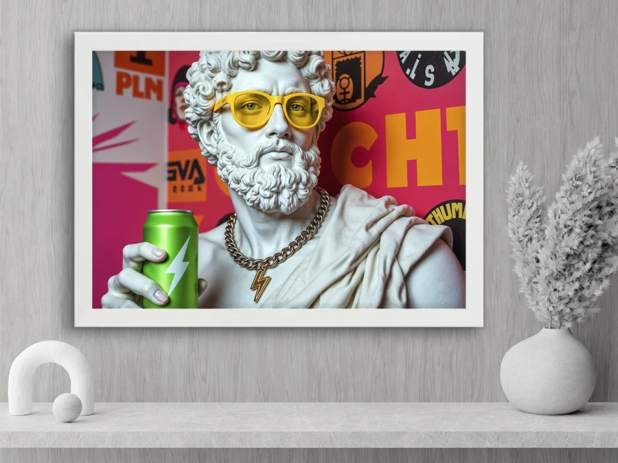 ⚡ Картина «Статуя с очками и напитком»