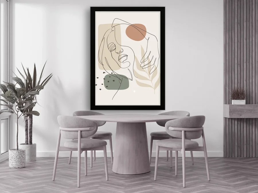 🌿 Картина «Абстрактный женский силуэт с листьями»