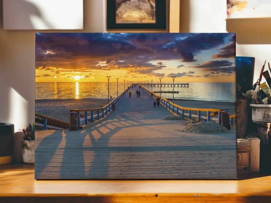 🌅 Картина Пейзаж морской пирс на закате в Паланге