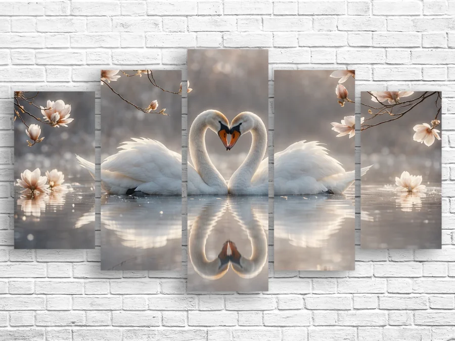 🦢 Модульная картина «Лебединое сердце»