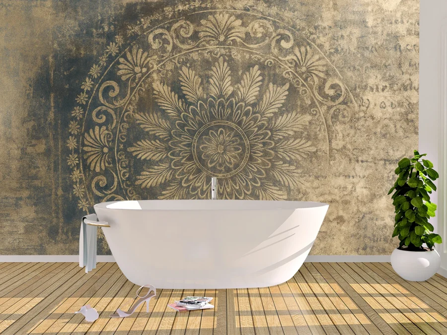 ✨ Fototapet „Ornament vintage în tonuri bej”