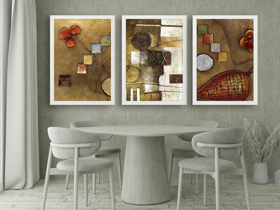 🎨 Набор картин Абстракция в белой раме 3 шт